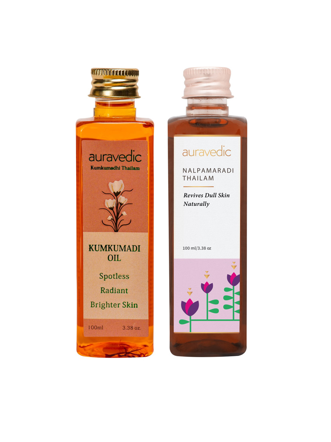 Auravedic Set of Kumkumadi & Nalpamaradi Body Oils - 100 ml Each