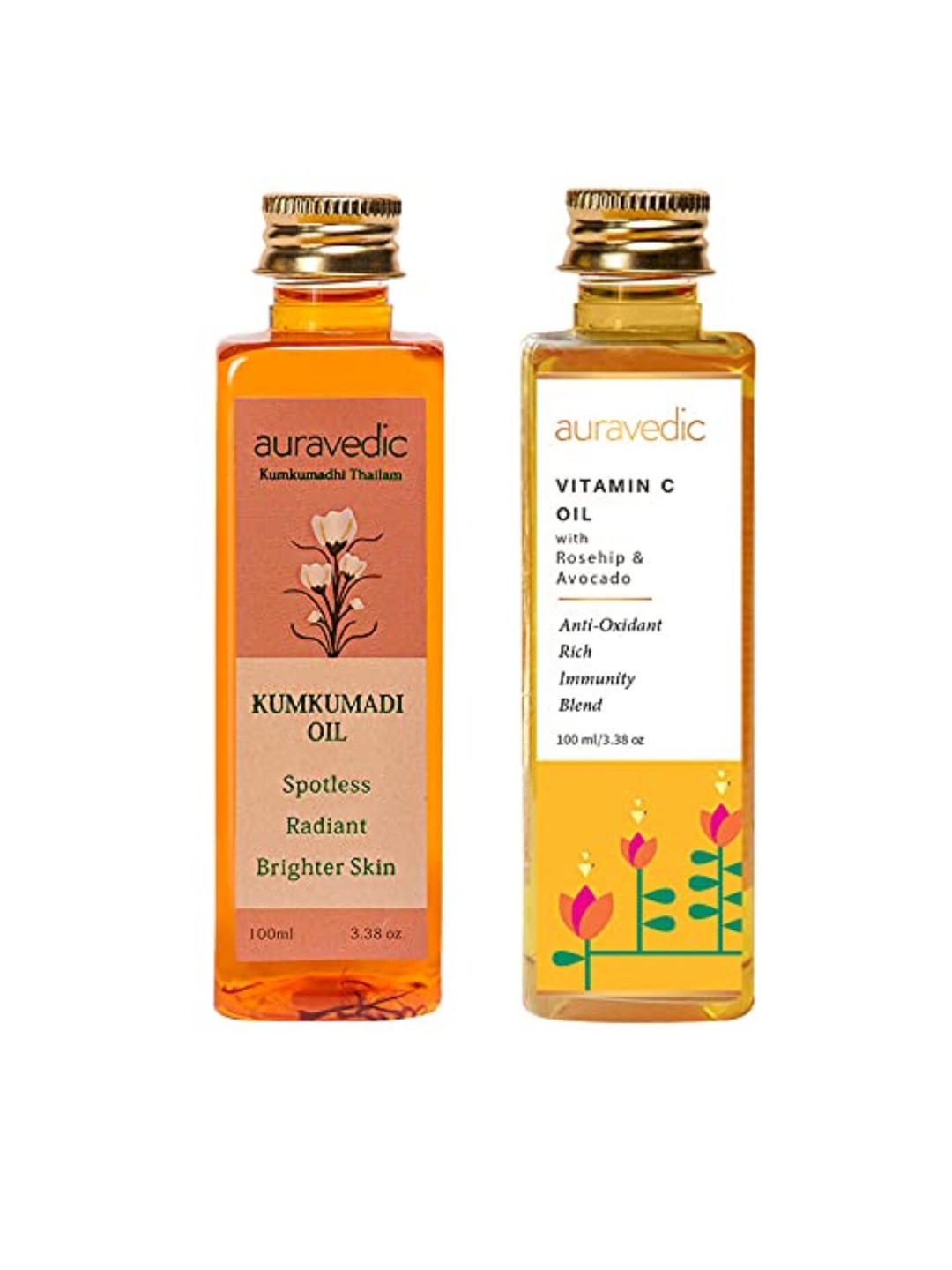 Auravedic Set Of 2 Kumkumadi oil & Vitamin C Facial Oils