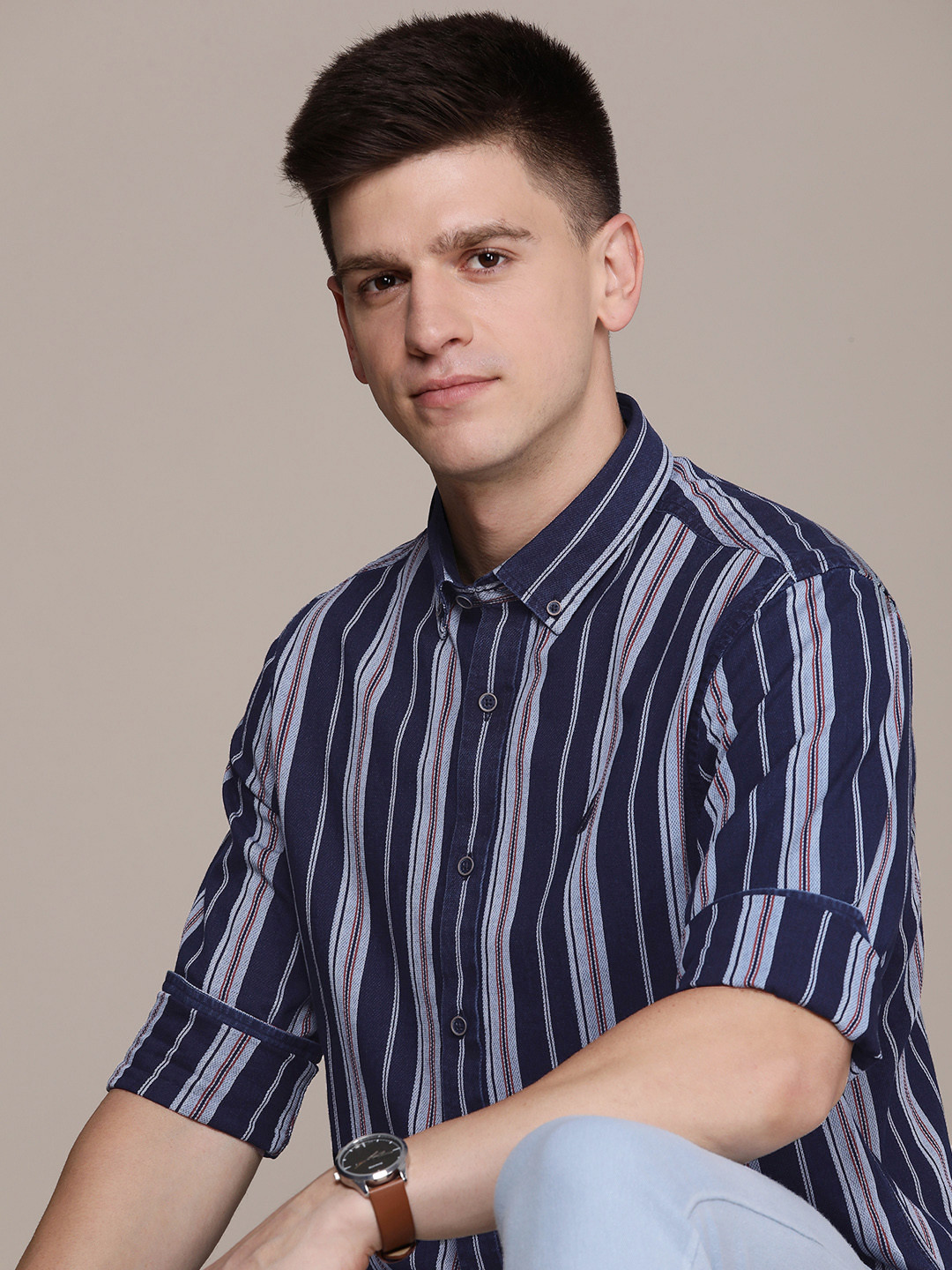 Nautica Striped Pure Cotton Casual Shirt