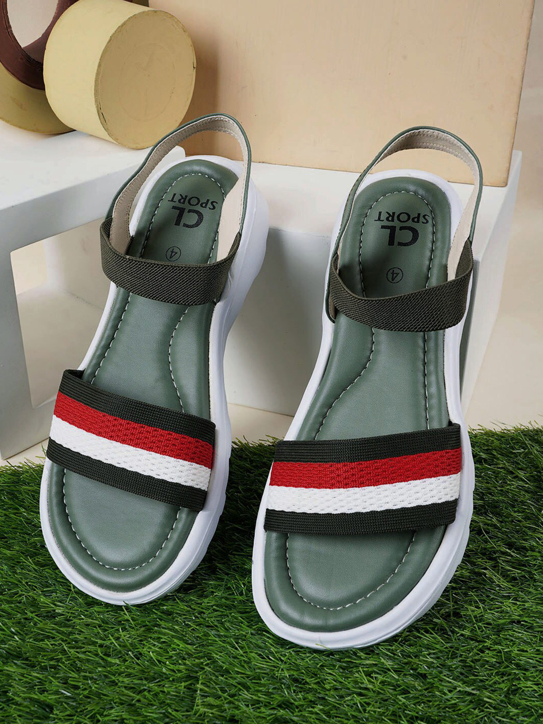 Carlton London sports Women Woven Design Open Toe Flats With backstrap