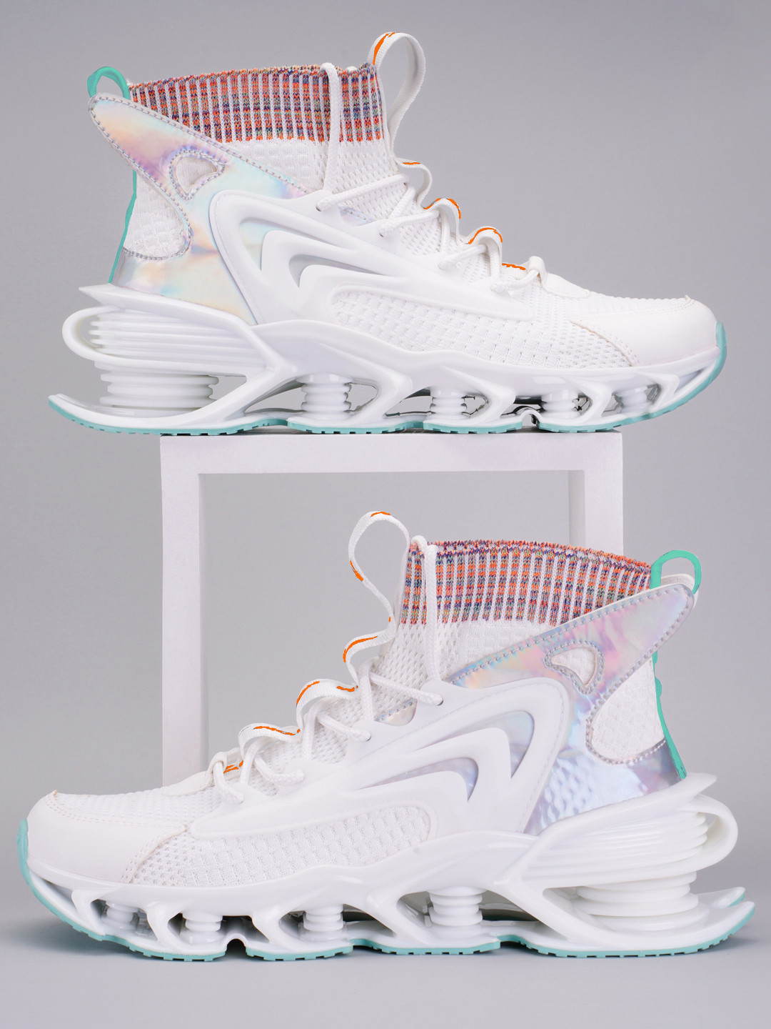 Atom Men Woven Design Mid Top Mesh Sneakers