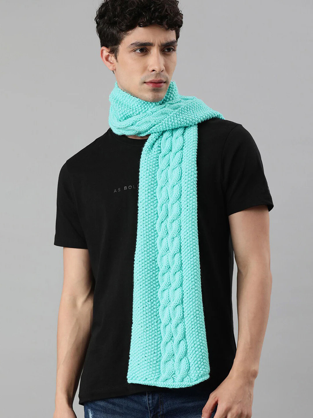 Magic Needles Men Self Design Acrylic Scarf