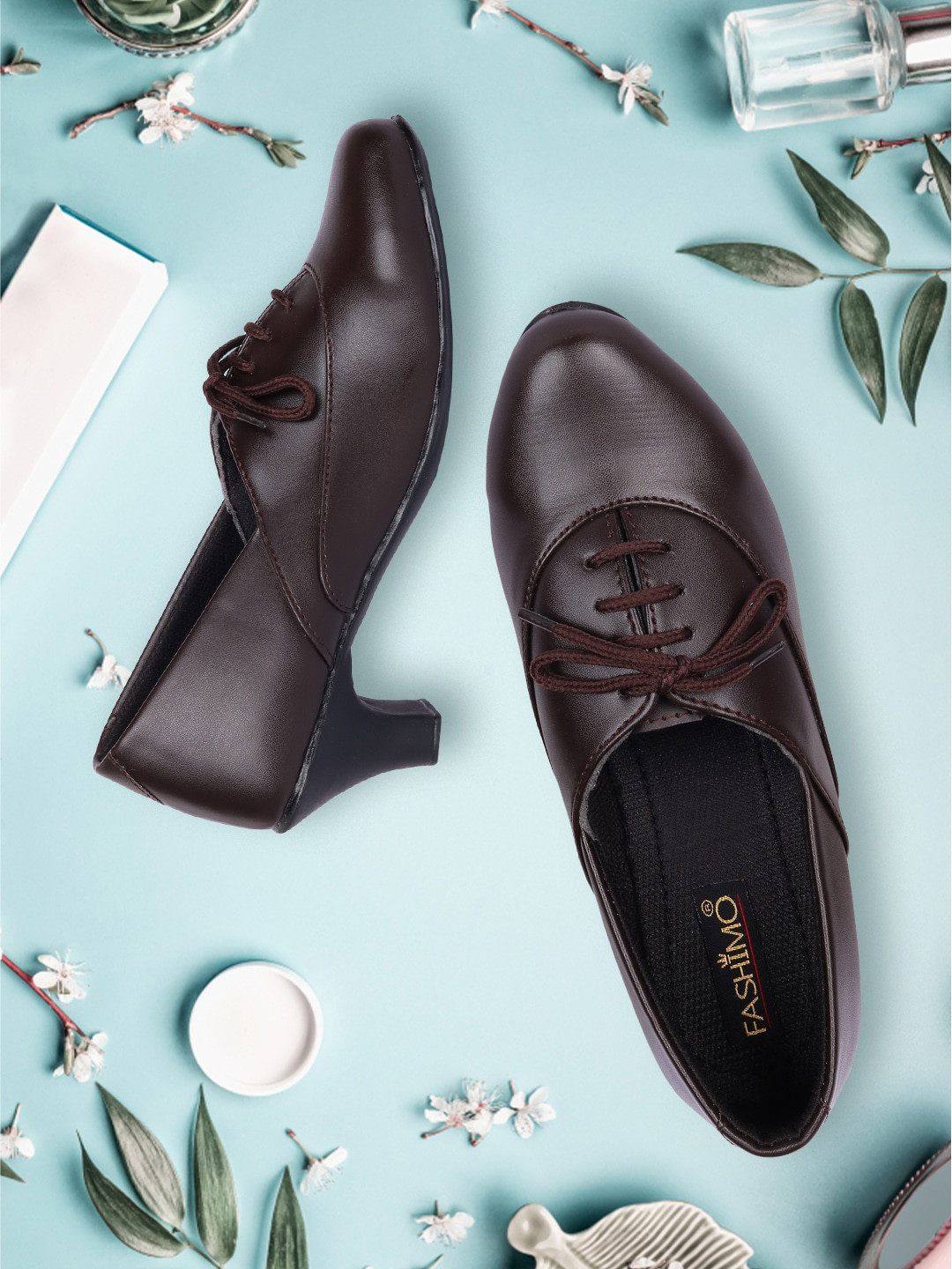 FASHIMO Round Toe Block Heeled Pumps