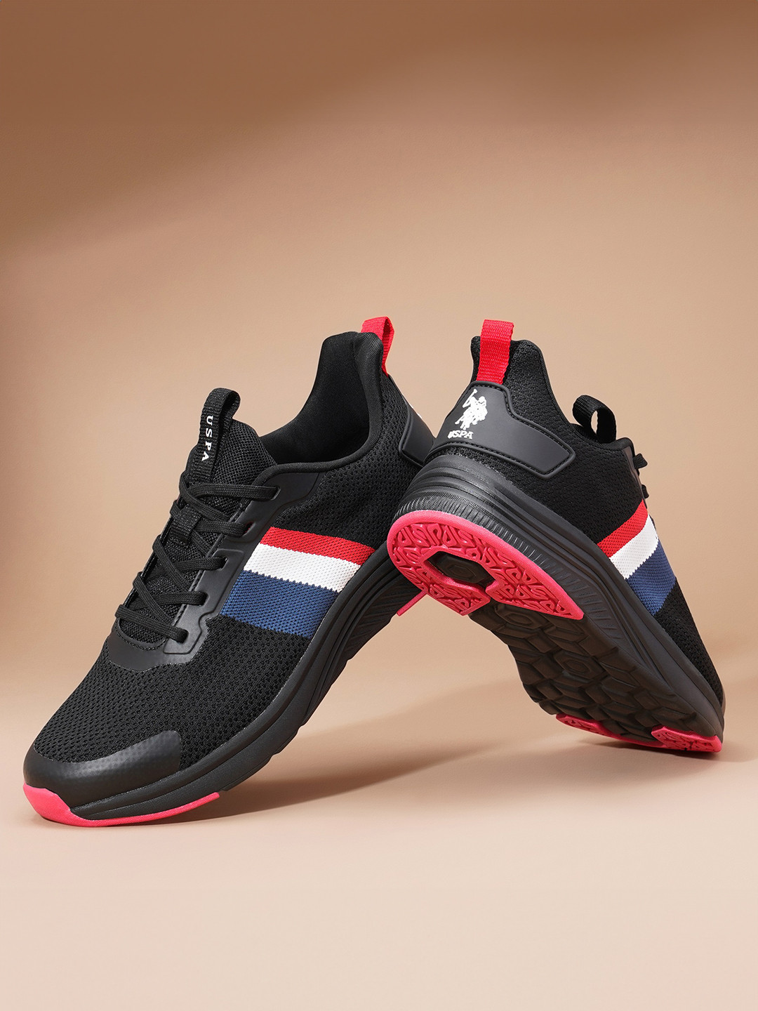 U.S. Polo Assn. Men Solid Textile Mullen 2.0 Walking Shoes With Striped Detail