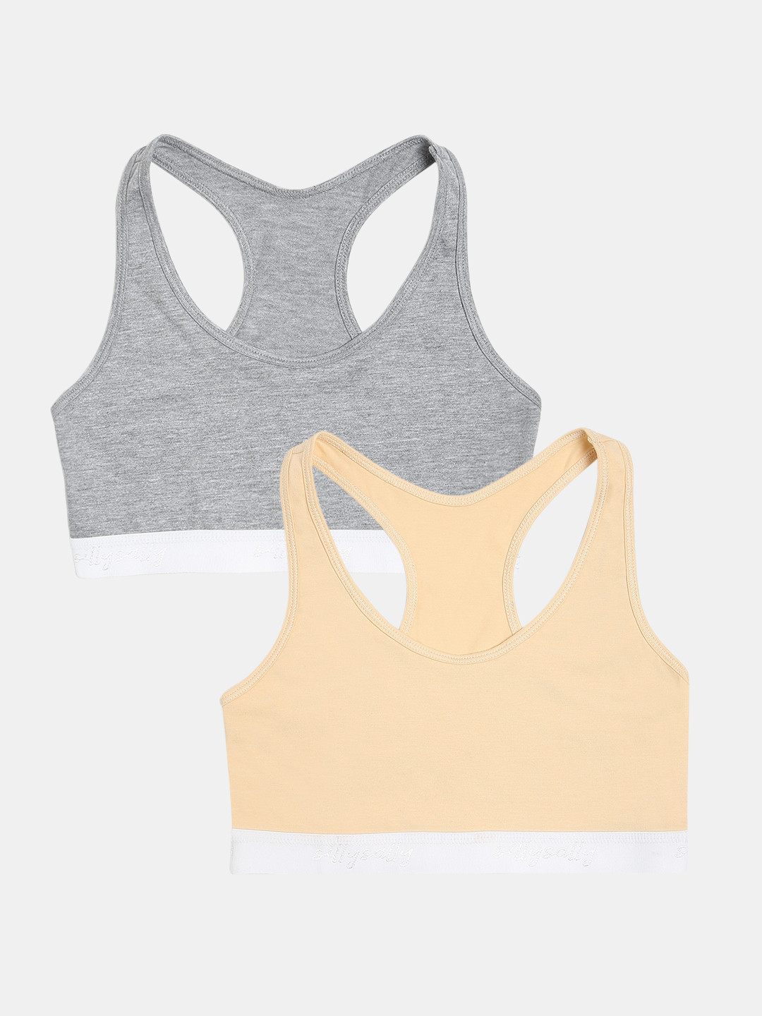 Sillysally Girls Pack Of 2 Non-Padded Non-Wired All Day Comfort Racer Rack Workout Bra