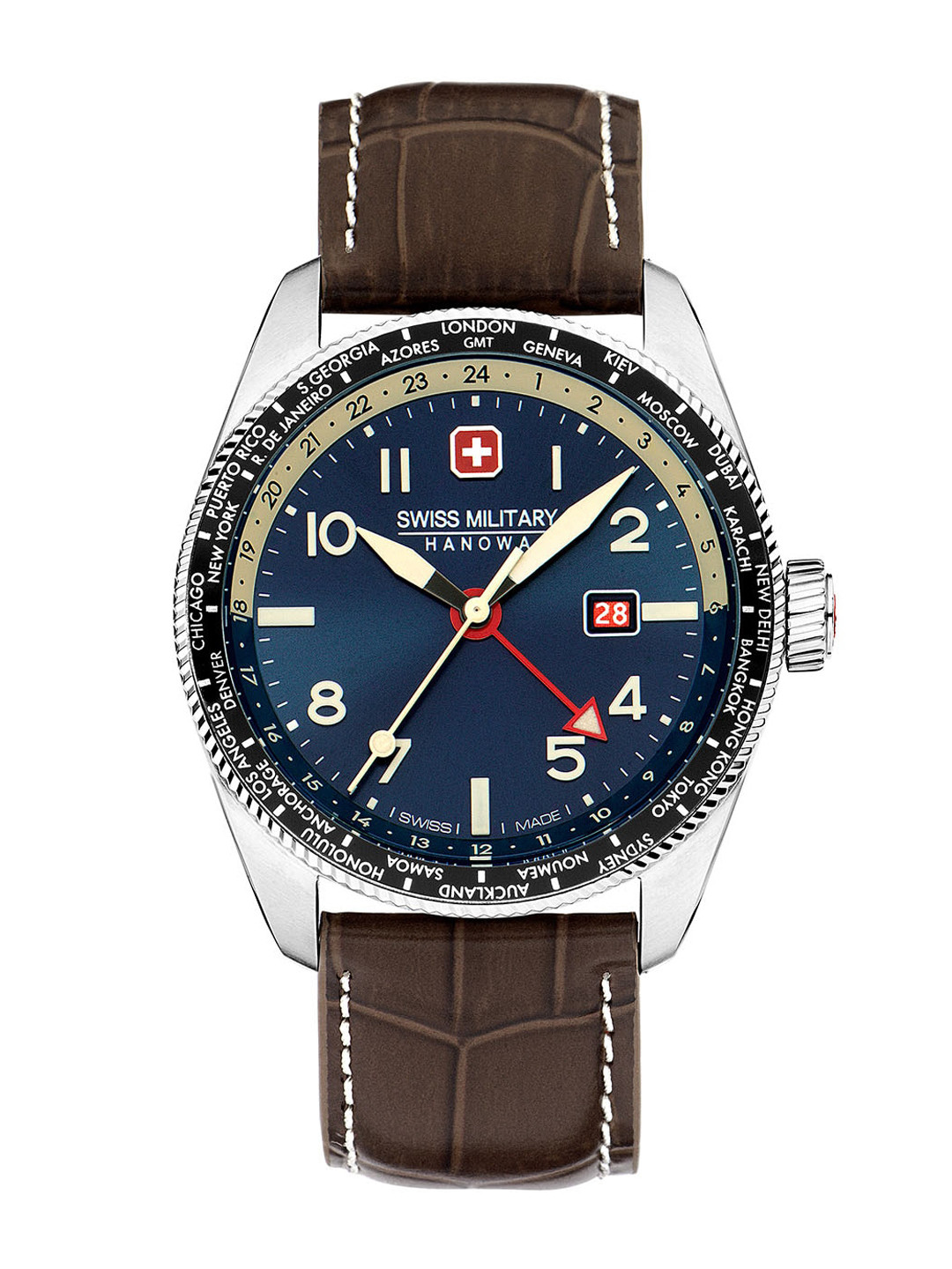 SWISS MILITARY HANOWA Men Leather Straps Analogue Swiss Made Watch SMWGB0000506