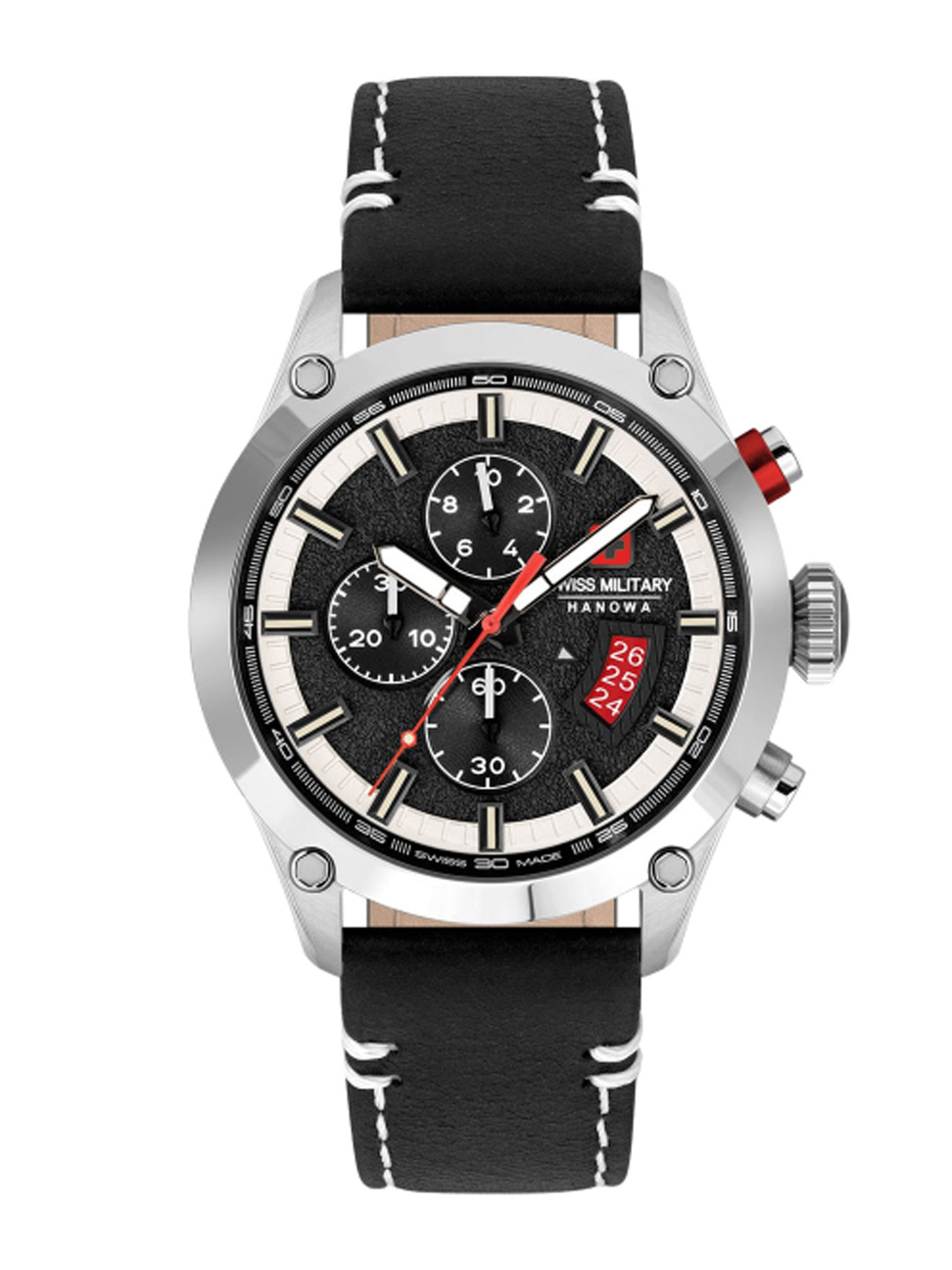 SWISS MILITARY HANOWA Men Leather Straps Analogue Chronograph Swiss Made Watch