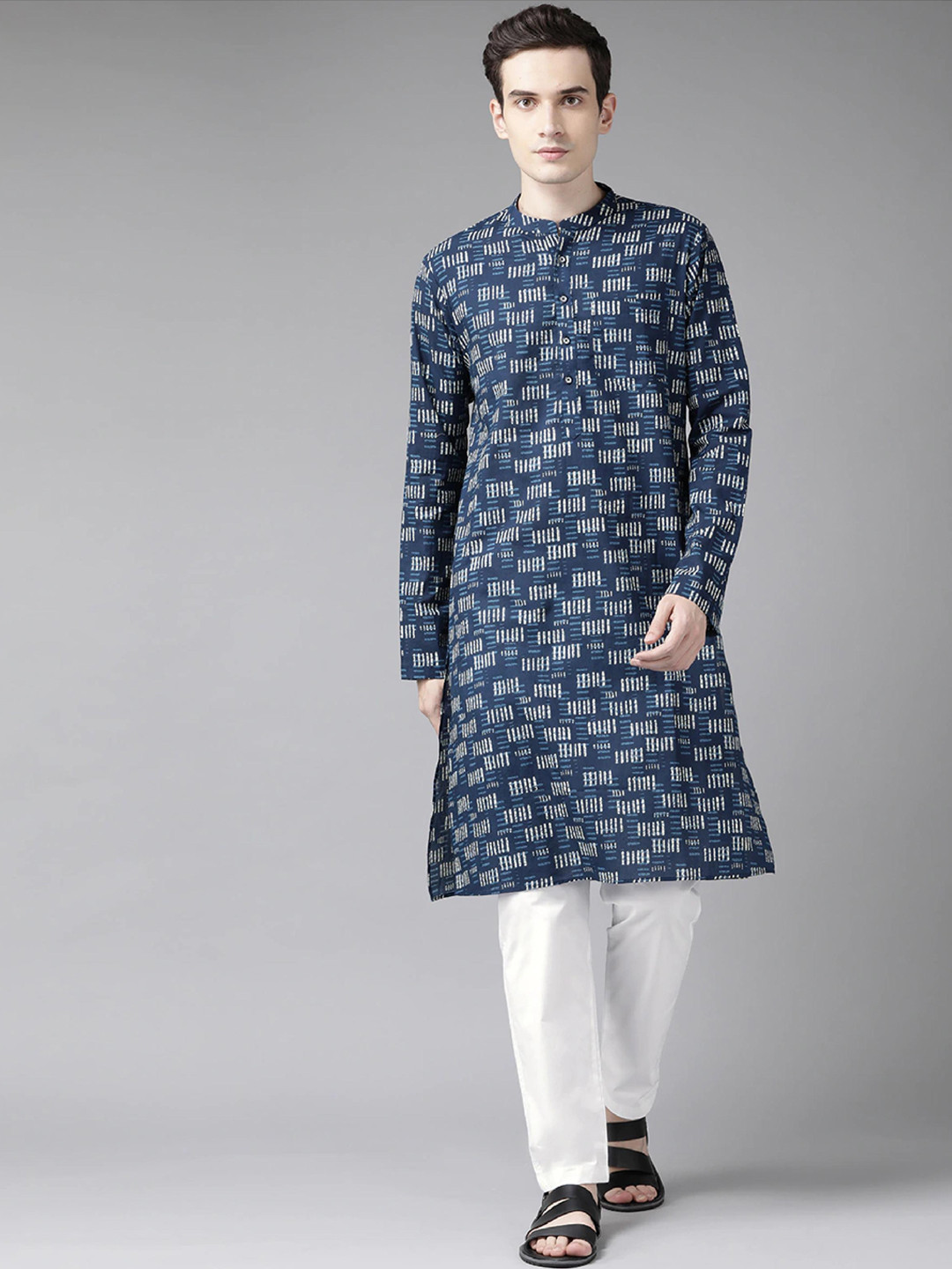 See Designs Abstract Printed Straight Pure Cotton Kurta with Pyjamas
