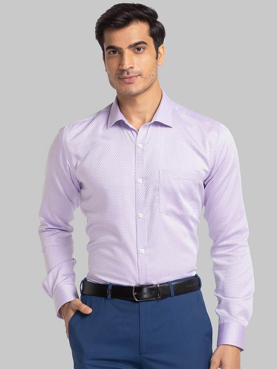 Park Avenue Spread Collar Micro Ditsy Printed Slim Fit Organic Cotton Formal Shirt