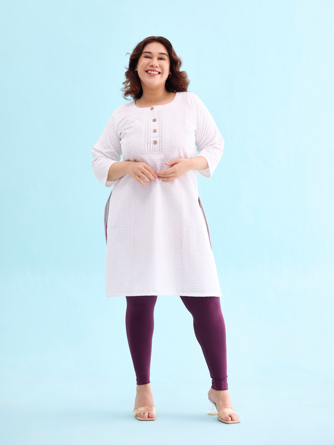 Go Colors Plus Size Slim Fit Ankle Length Leggings