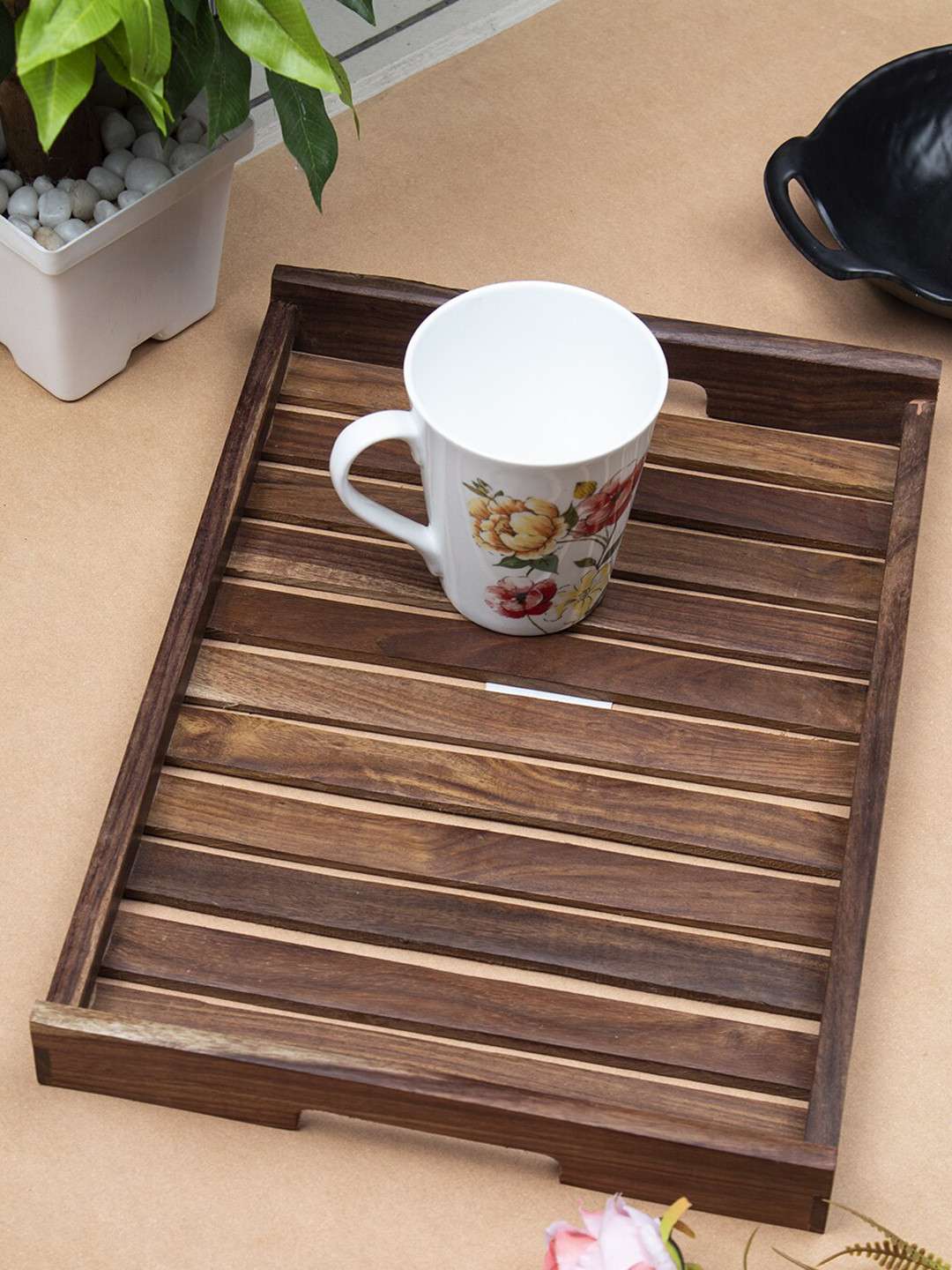 MARKET99 Brown Wooden Large Tray