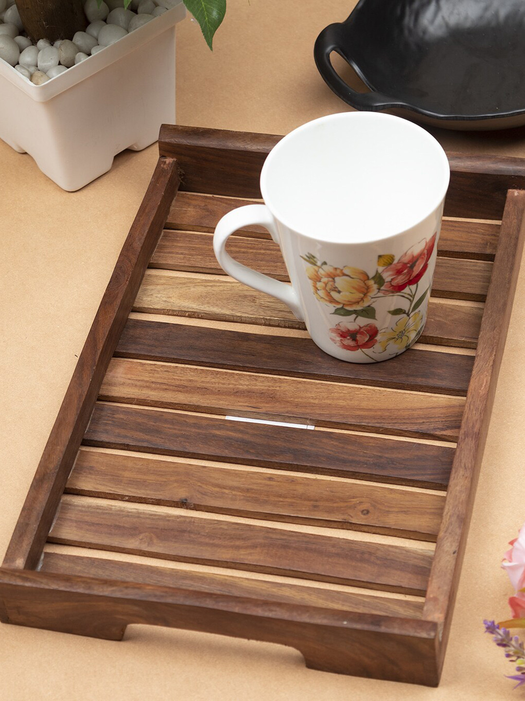MARKET99 Brown Wooden Medium Serving Tray