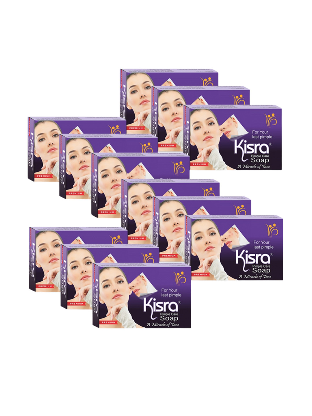 KISRA Set of 12 Premium Pimple Care Soaps for Acne Prone Skin - 100 g Each