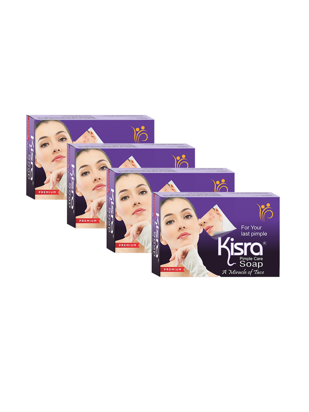 KISRA Set of 4 Premium Pimple Care Soaps for Acne Prone Skin - 100 g Each
