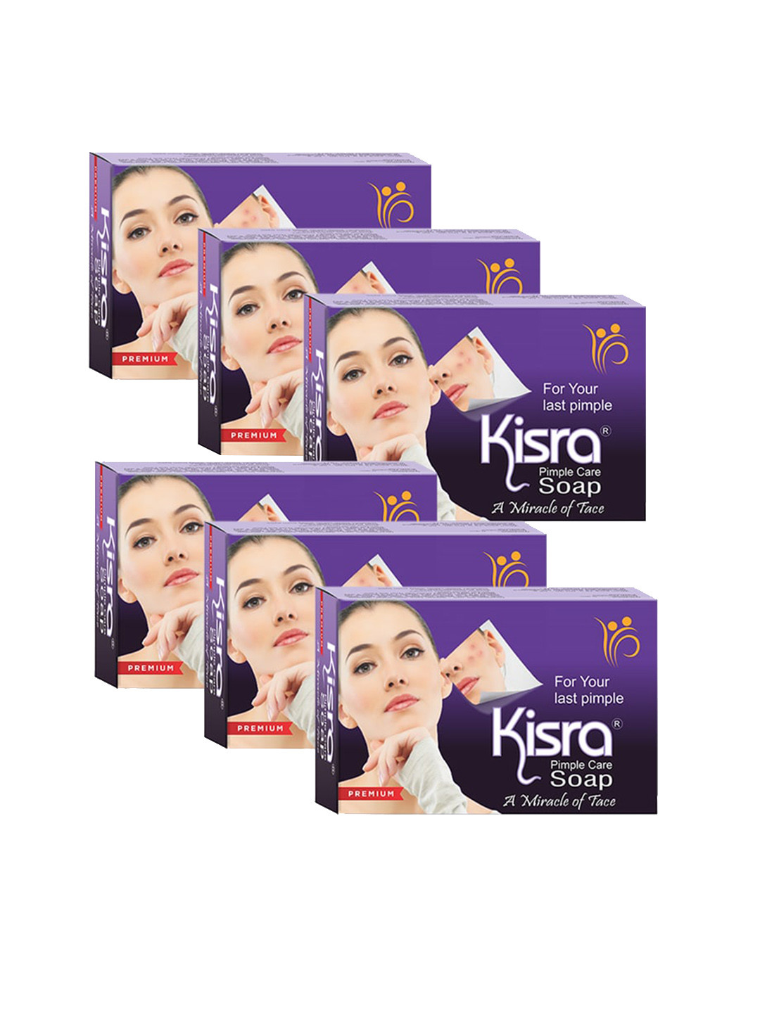 KISRA Set of 6 Premium Pimple Care Soaps for Acne Prone Skin - 100 g Each