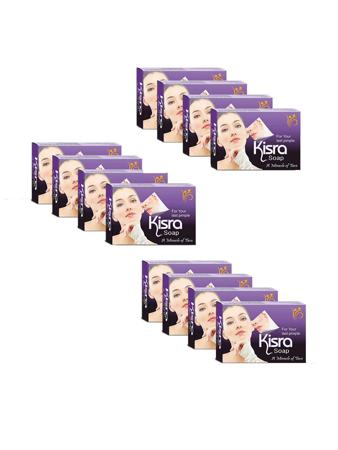 KISRA Set of 12 Premium Pimple Care Soaps for Acne Prone Skin - 75 g Each