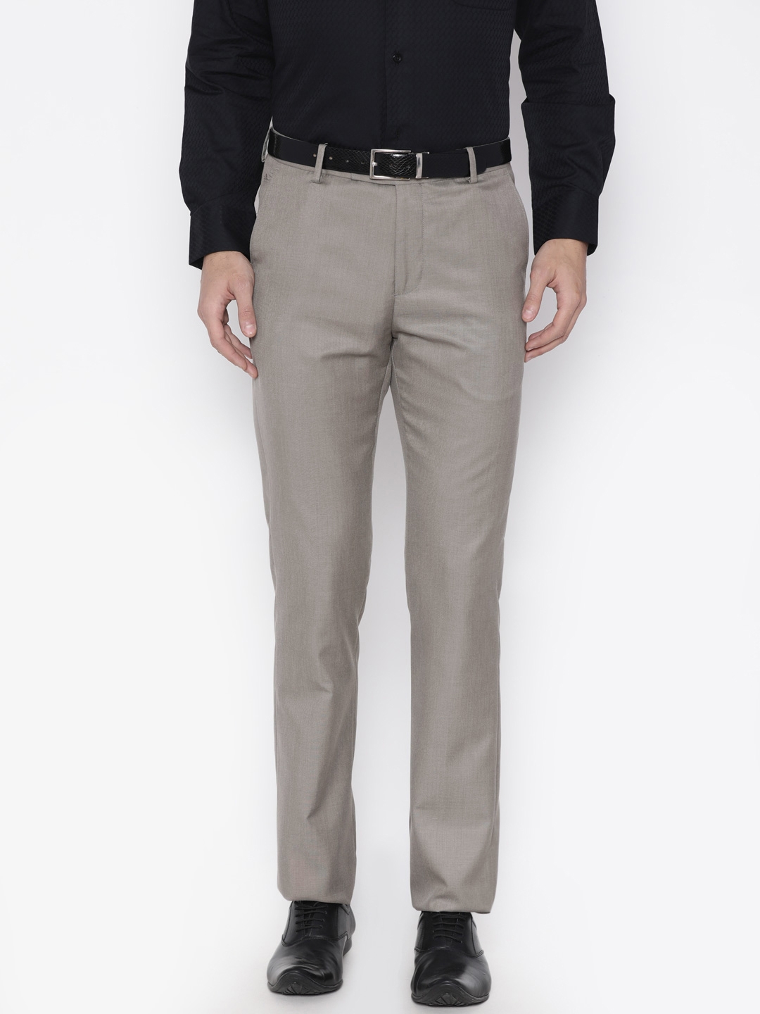 Buy Arrow Men Grey Regular Fit Heathered Formal Trousers - NNNOW.com