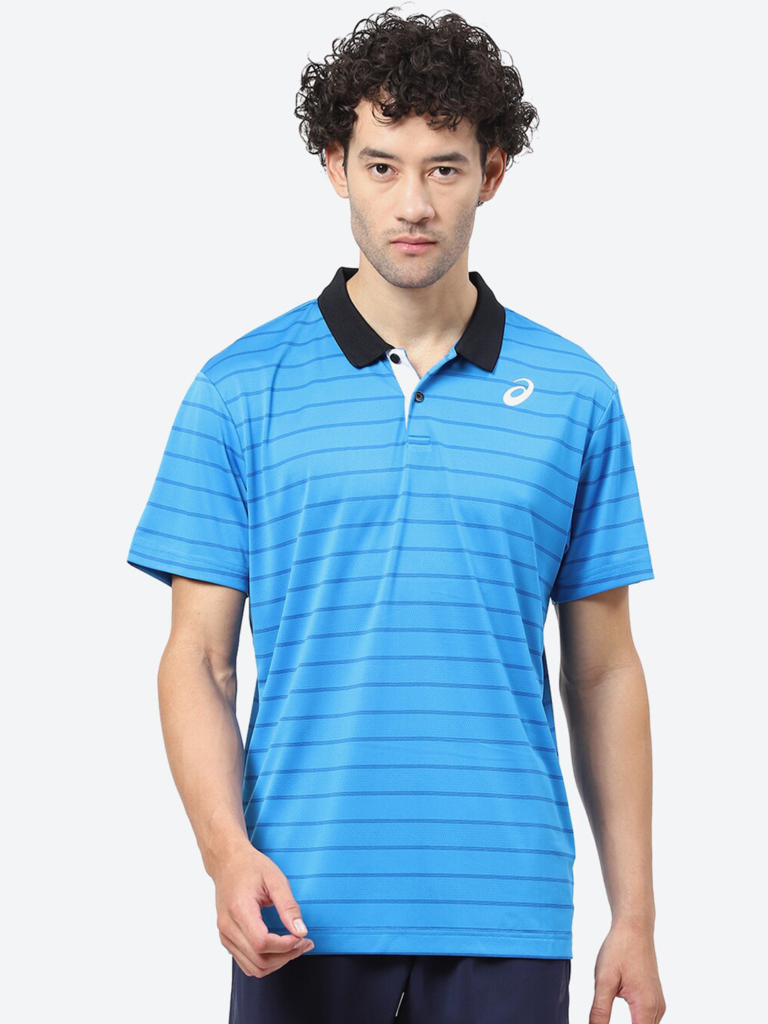 ASICS Polo Collar Striped T-Shirt