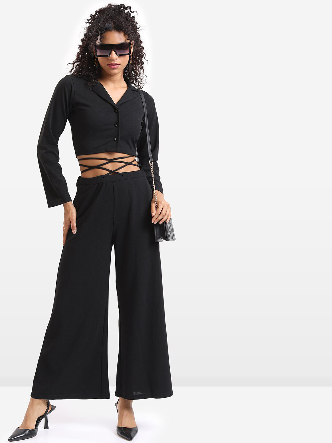 KETCH Long Sleeves Shirt Style Top With Palazzo