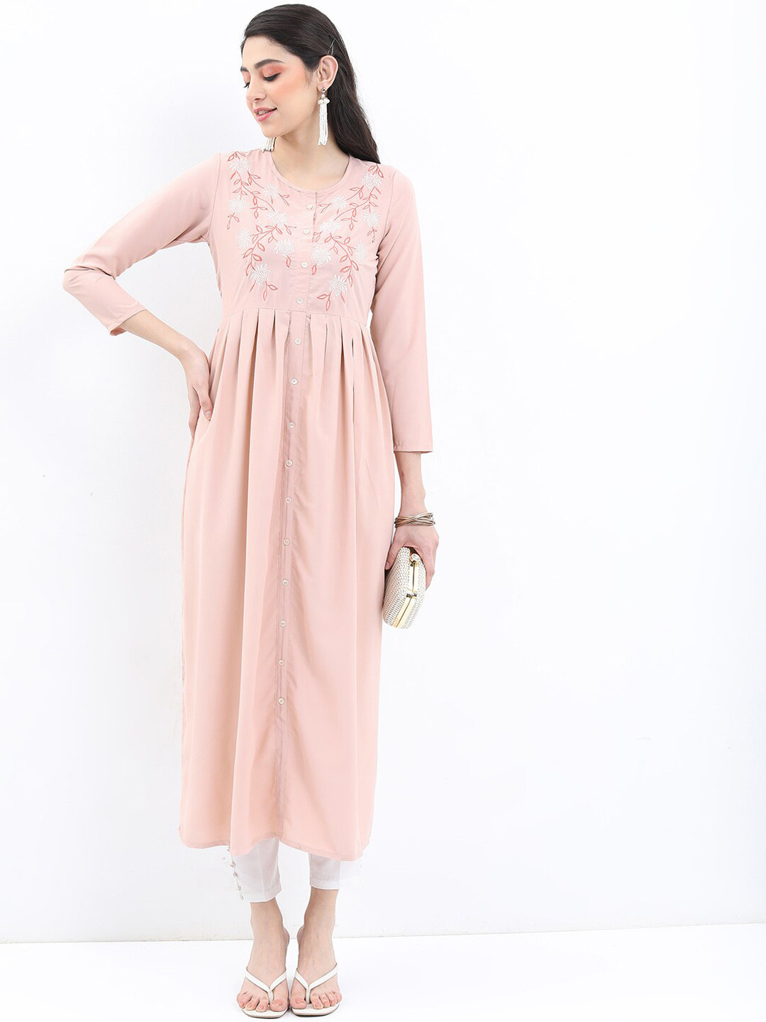 Vishudh Floral Yoke Design Gathered Or Pleated Kurta
