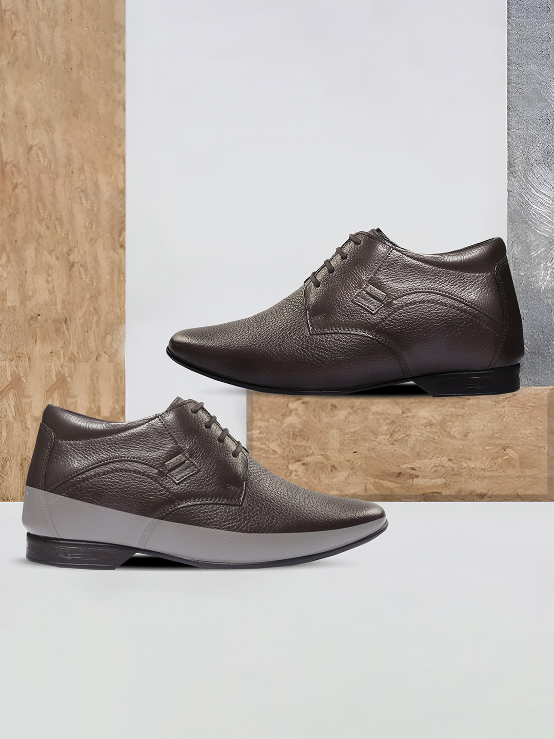 Bxxy Men 3 Inch Hidden Elevator Height Increasing Formal Derby Lace-up Shoes