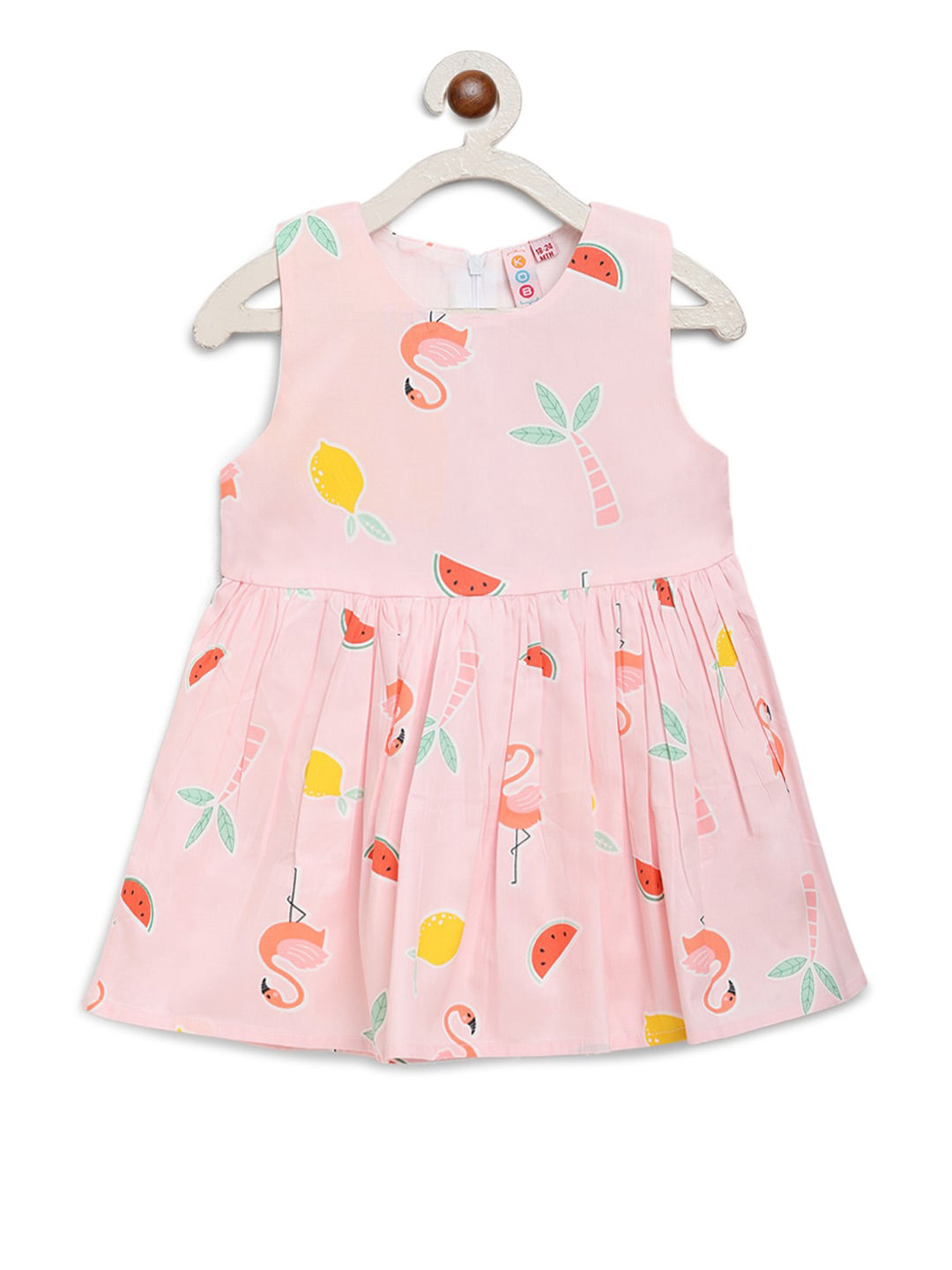 Kids On Board Girls Conversational Printed Cotton A-Line Dress