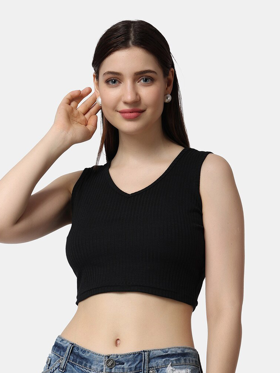 Popwings V-Neck Fitted Crop Top
