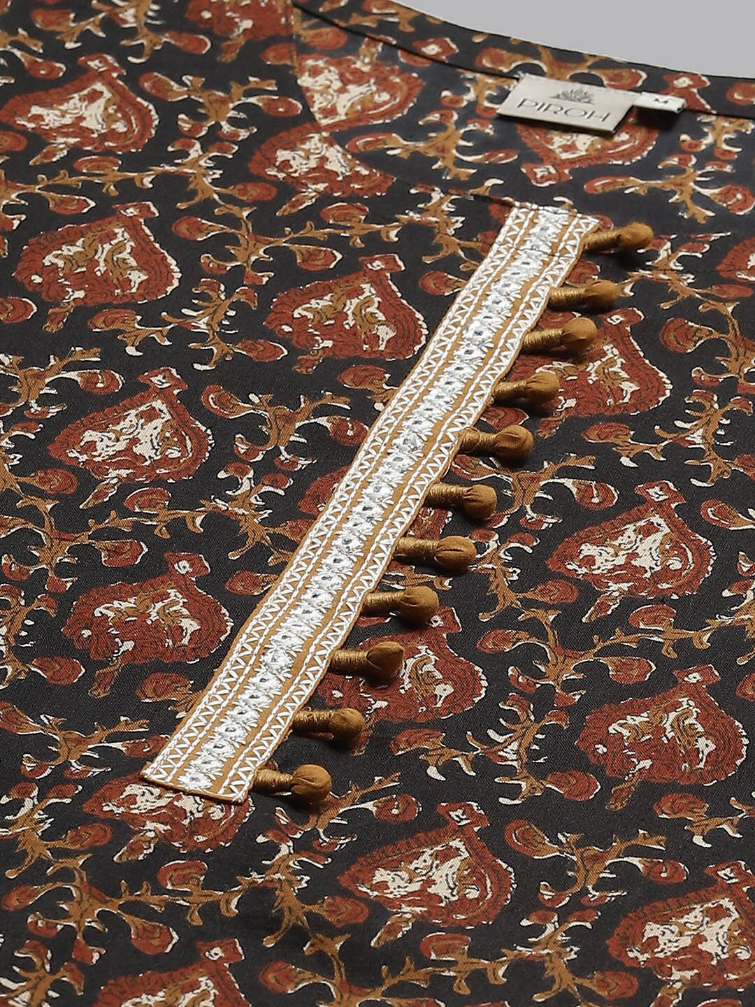 PIROH Ethnic Motifs Printed Thread Work Pure Cotton Kurta