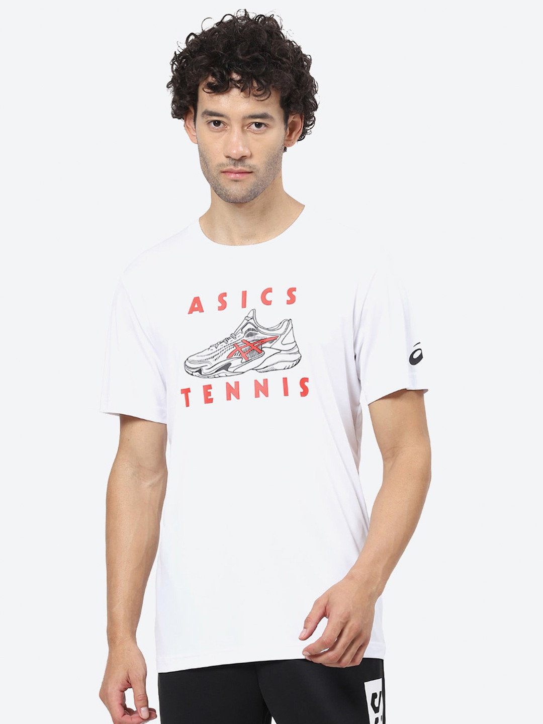ASICS COURT SHOES Typography Round Neck Casual T-Shirt