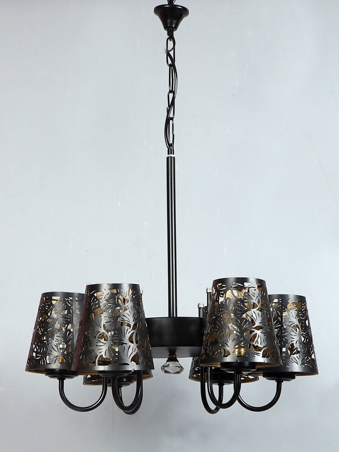 Devansh Black Textured Metal Etching 06 Chandelier Lamp Shade