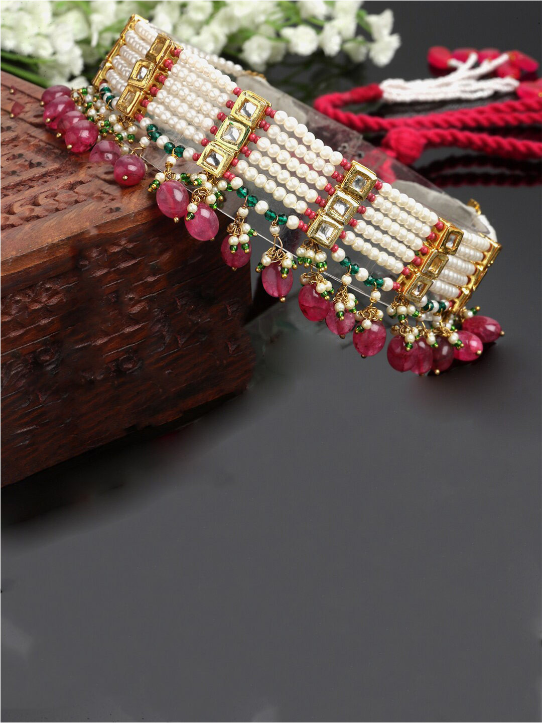 DUGRISTYLE Gold-Plated Beaded Choker Necklace