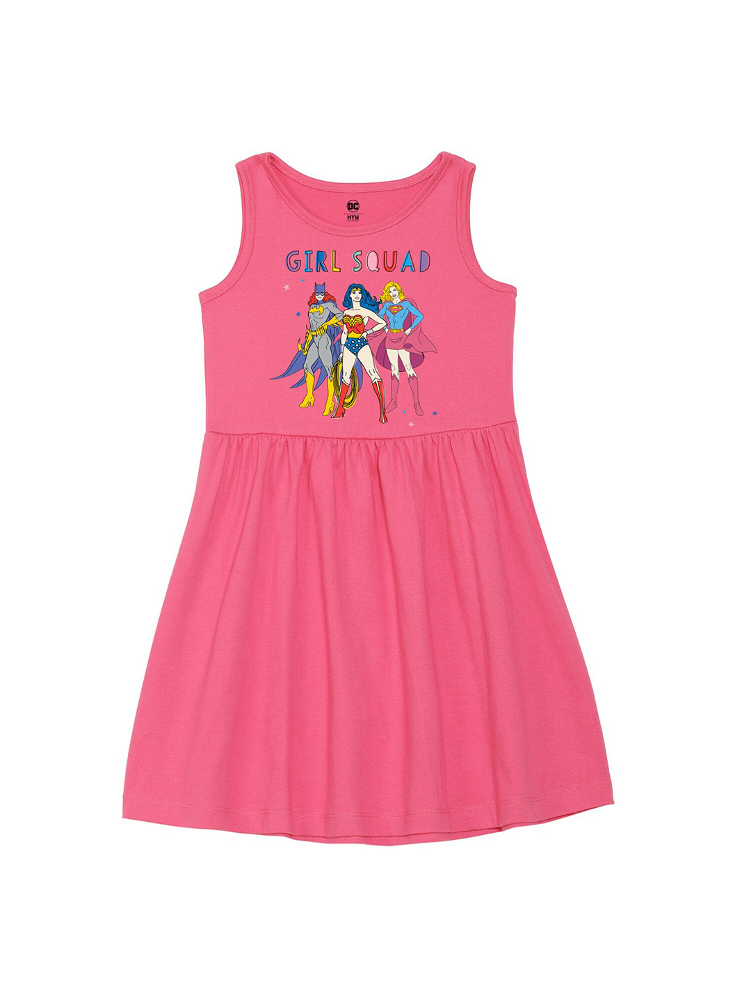 Wear Your Mind Girls Justice League Printed Fit and Flare Cotton Dress