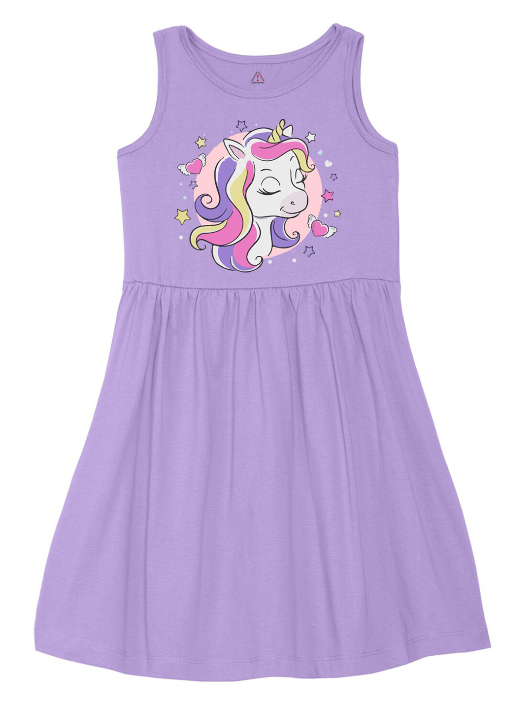 Wear Your Mind Girls Round Neck Disney Unicorn Printed Pure Cotton A-Line Dress