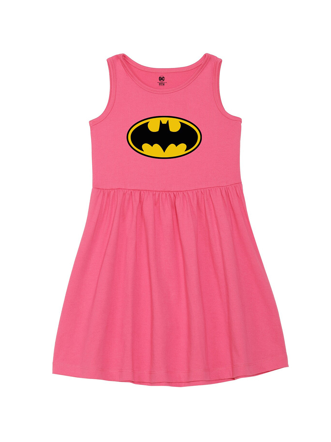 Wear Your Mind Girls Batman Printed Fit and Flare Cotton Dress