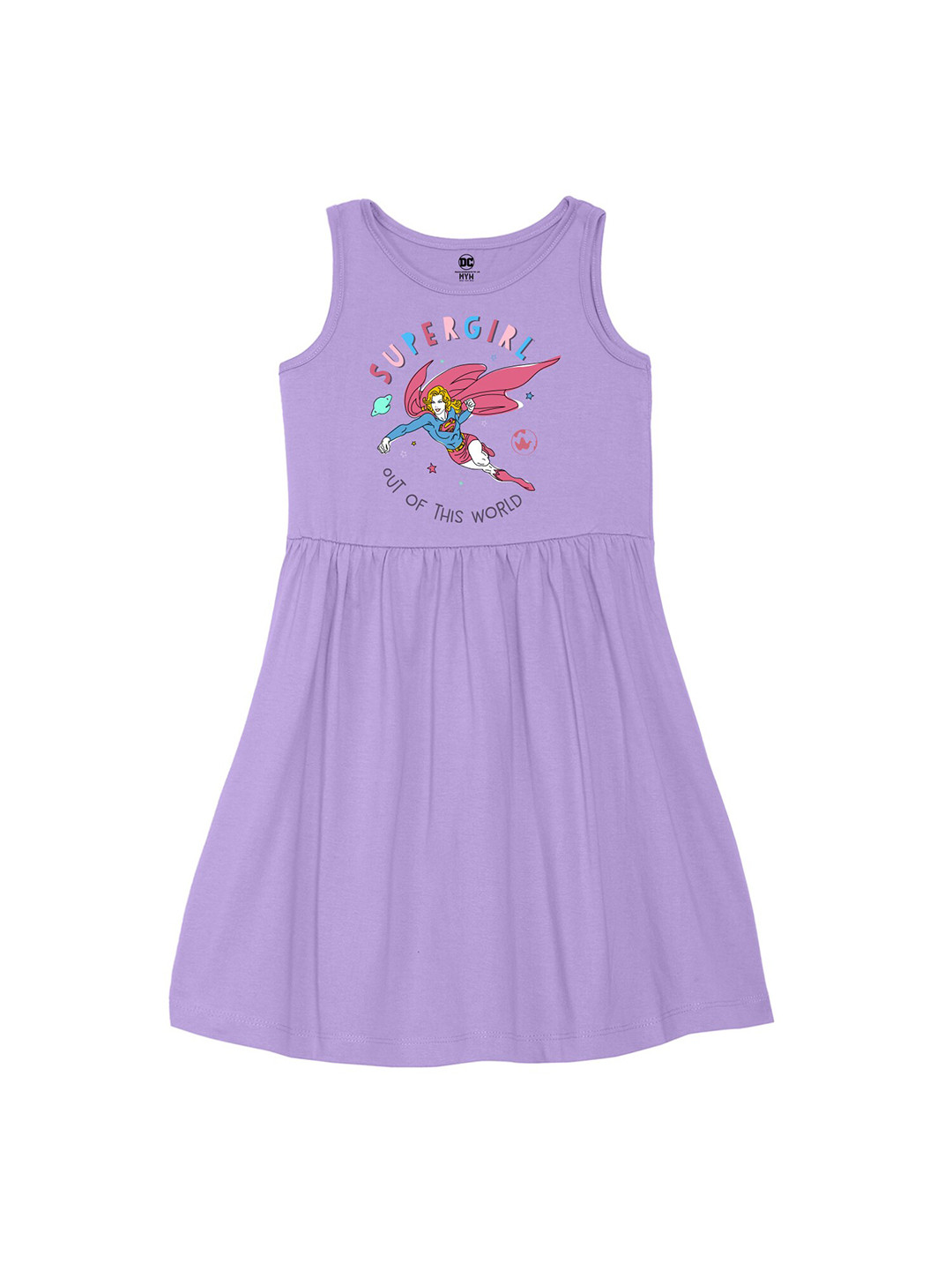 Wear Your Mind Girls Supergirl Printed Fit and Flare Dress