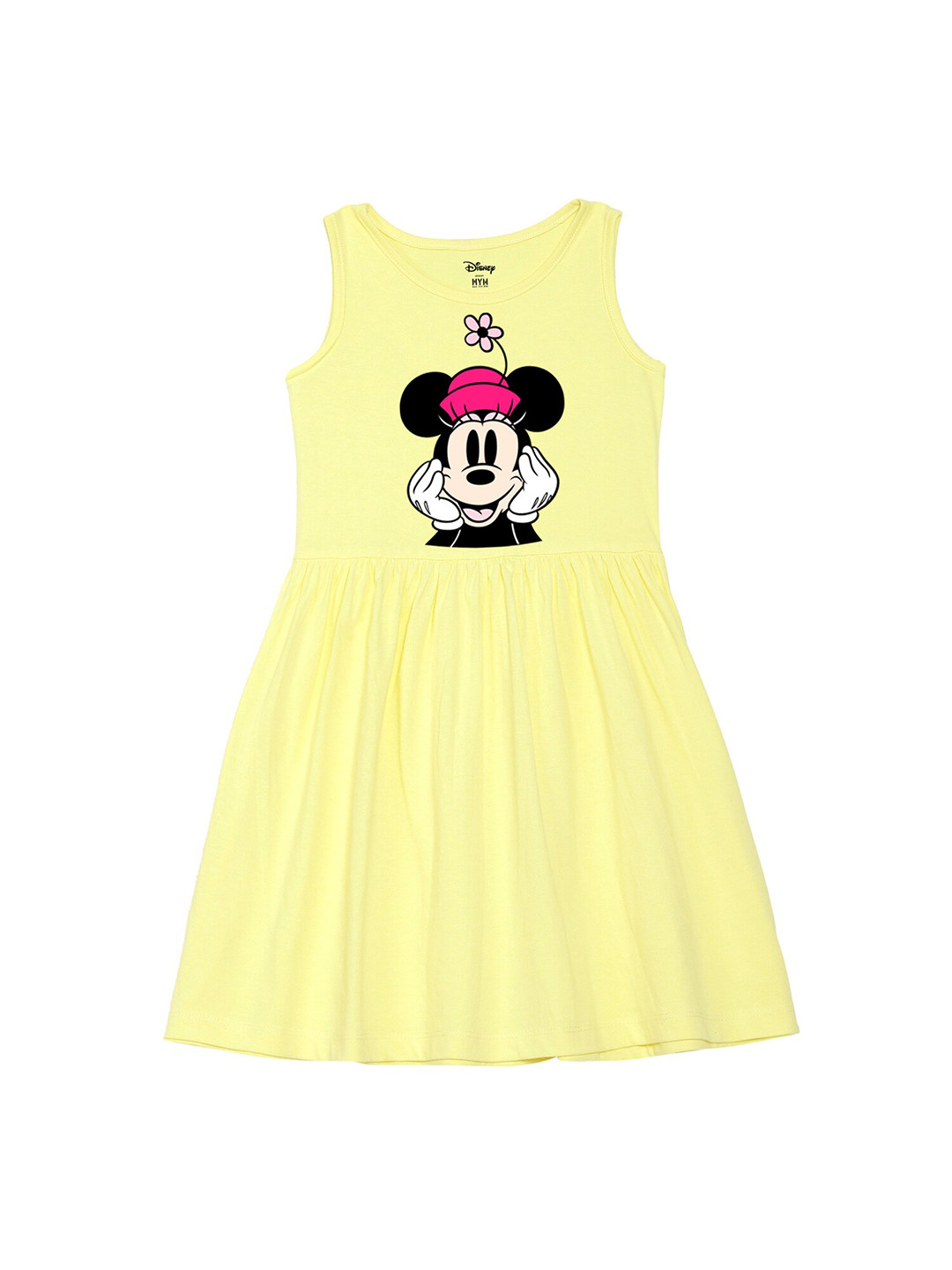 Wear Your Mind Girls Minnie Mouse Printed Pure Cotton Fit & Flare Dress