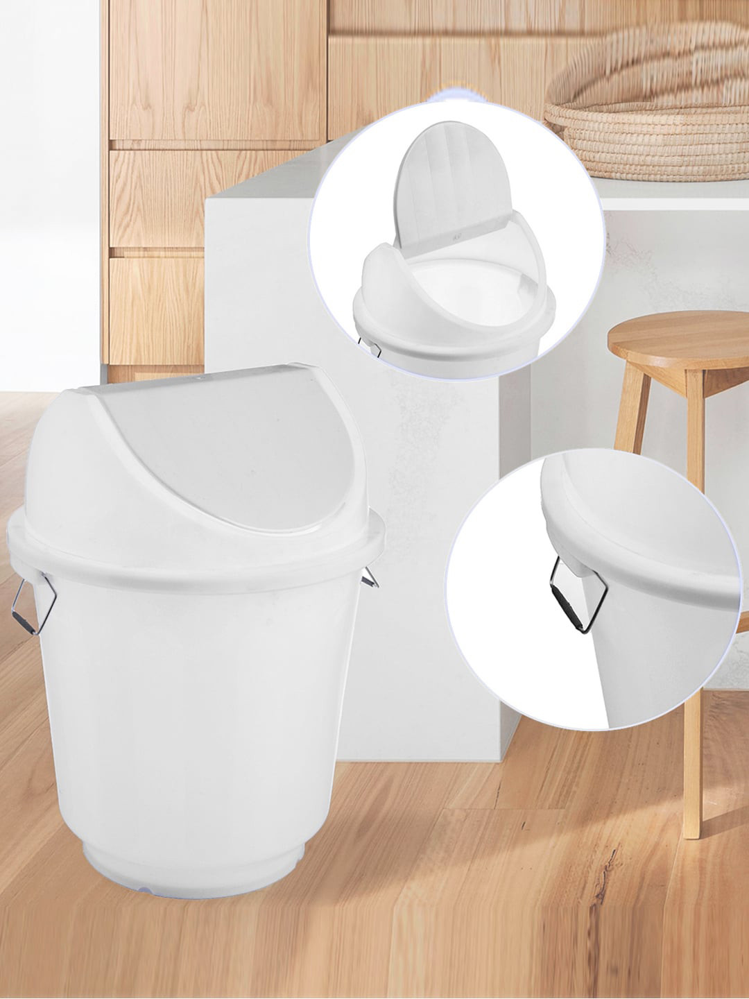 Kuber Industries White Swinging Lid Dustbin-25 L Each