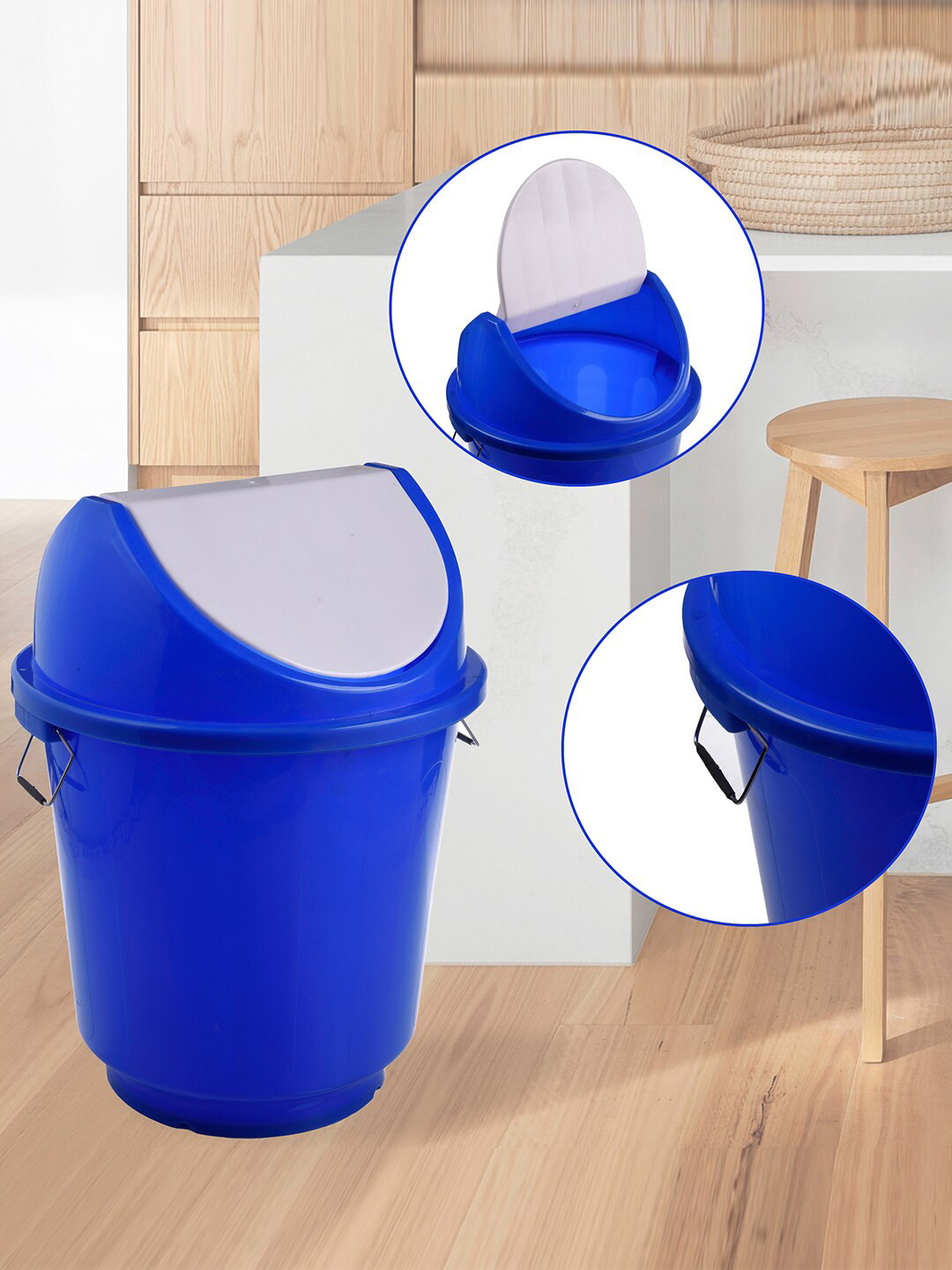 Kuber Industries Blue & White Swinging Lid Dustbin-25 L