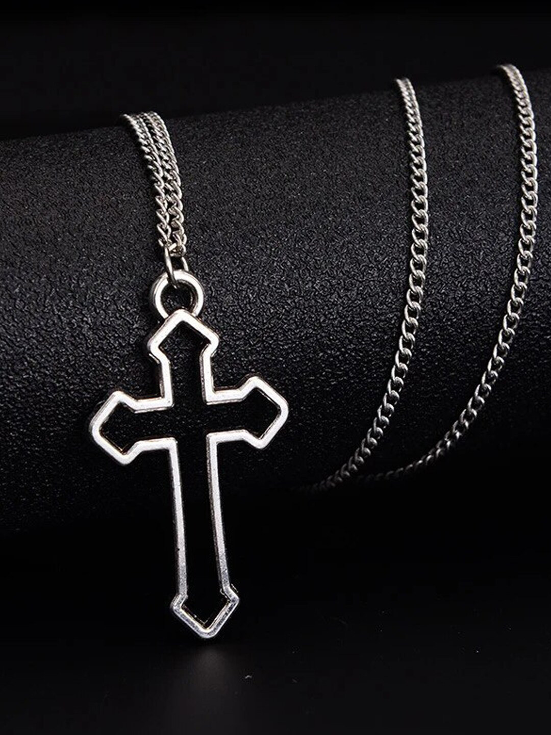 OOMPH Men Silver-Plated Jesus Pendants with Chains