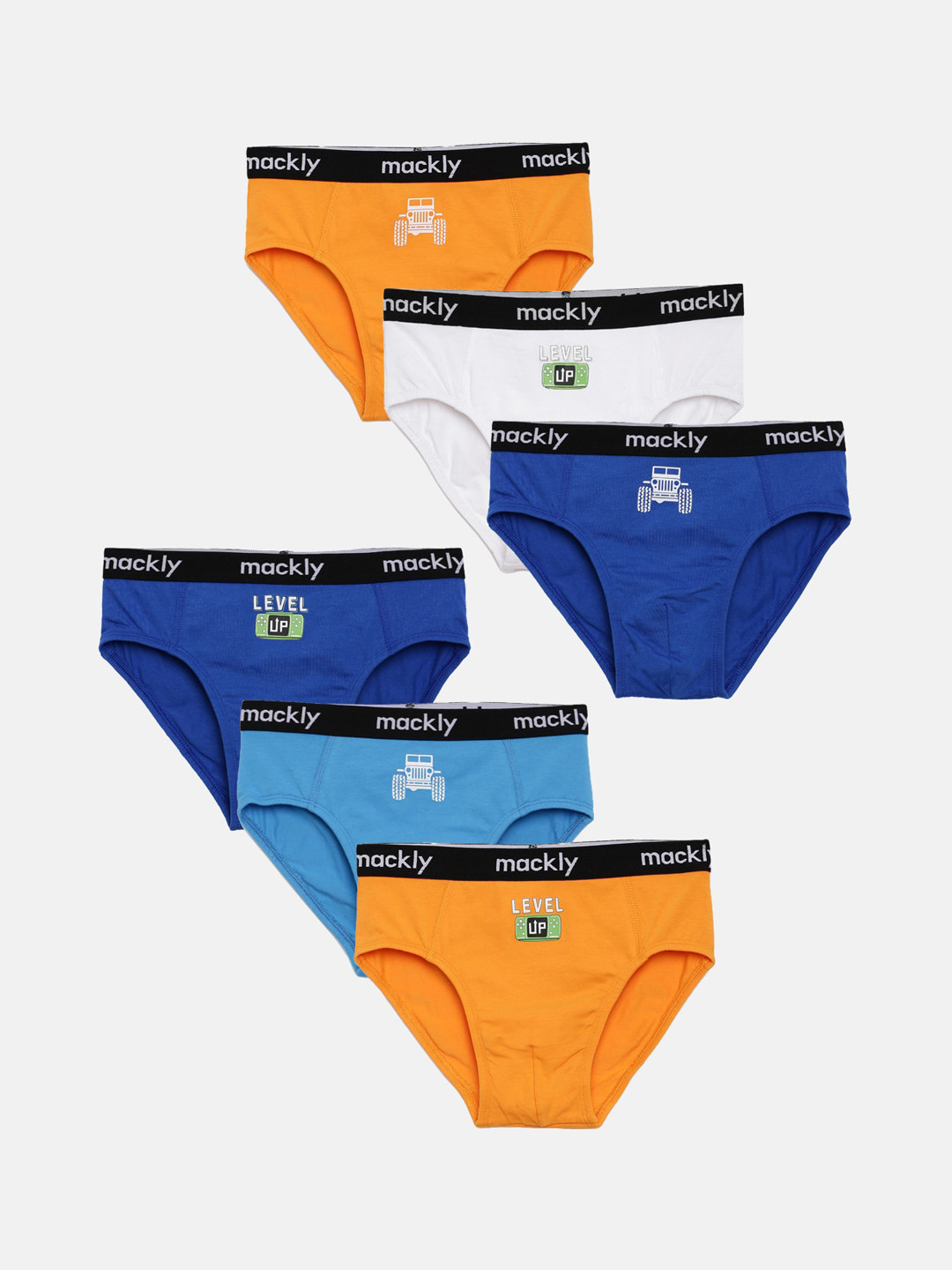 Mackly Boys Pack Of 6 Brand Logo Printed Basic Briefs