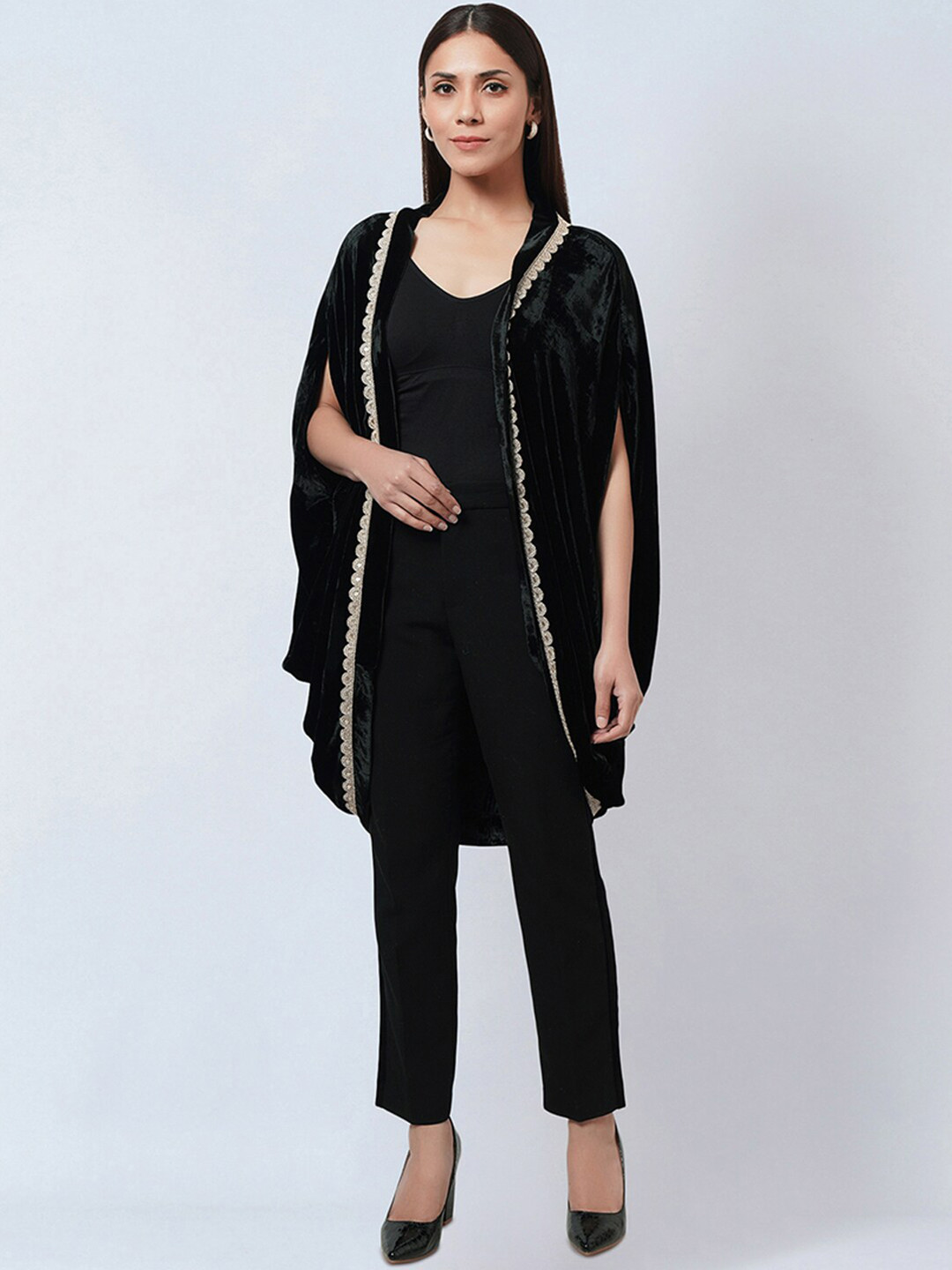 First Resort by Ramola Bachchan Women Velvet Shrug With Embroidered Motif