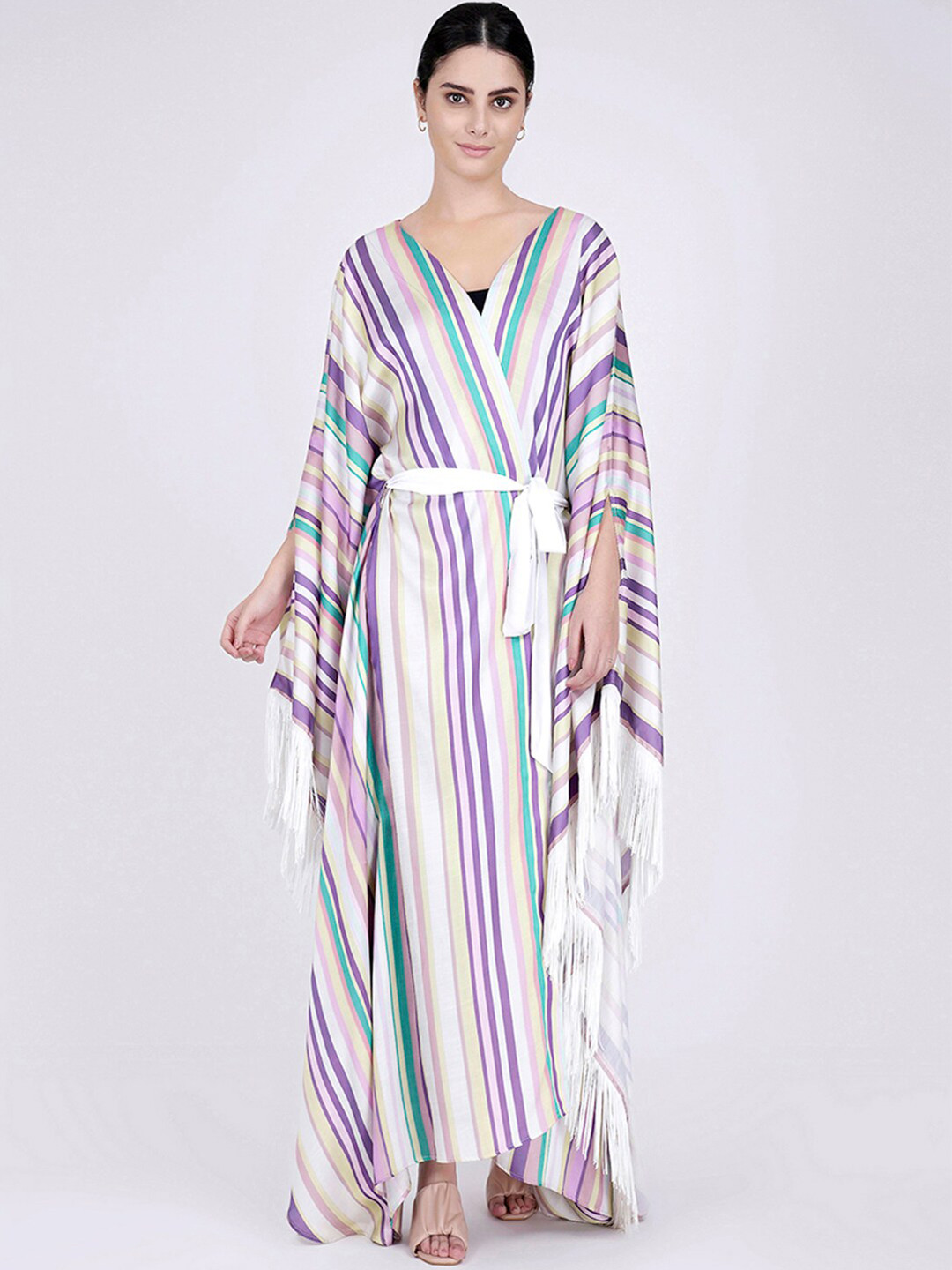First Resort by Ramola Bachchan Striped Longline Robe