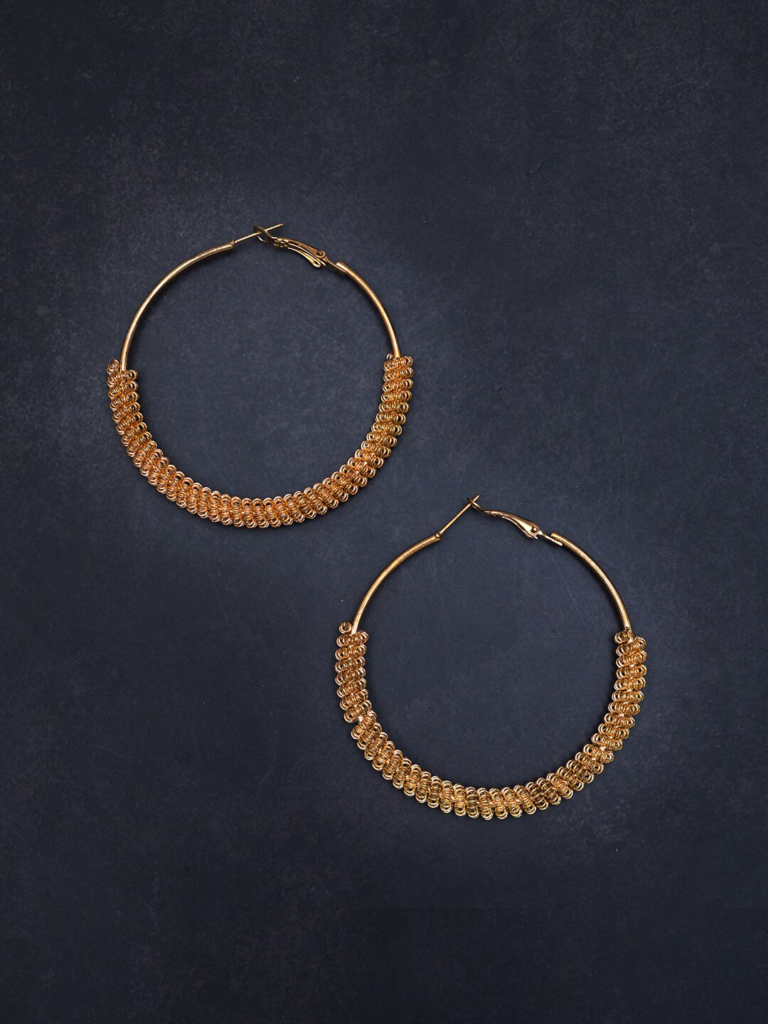 Golden Peacock Circular Hoop Earrings
