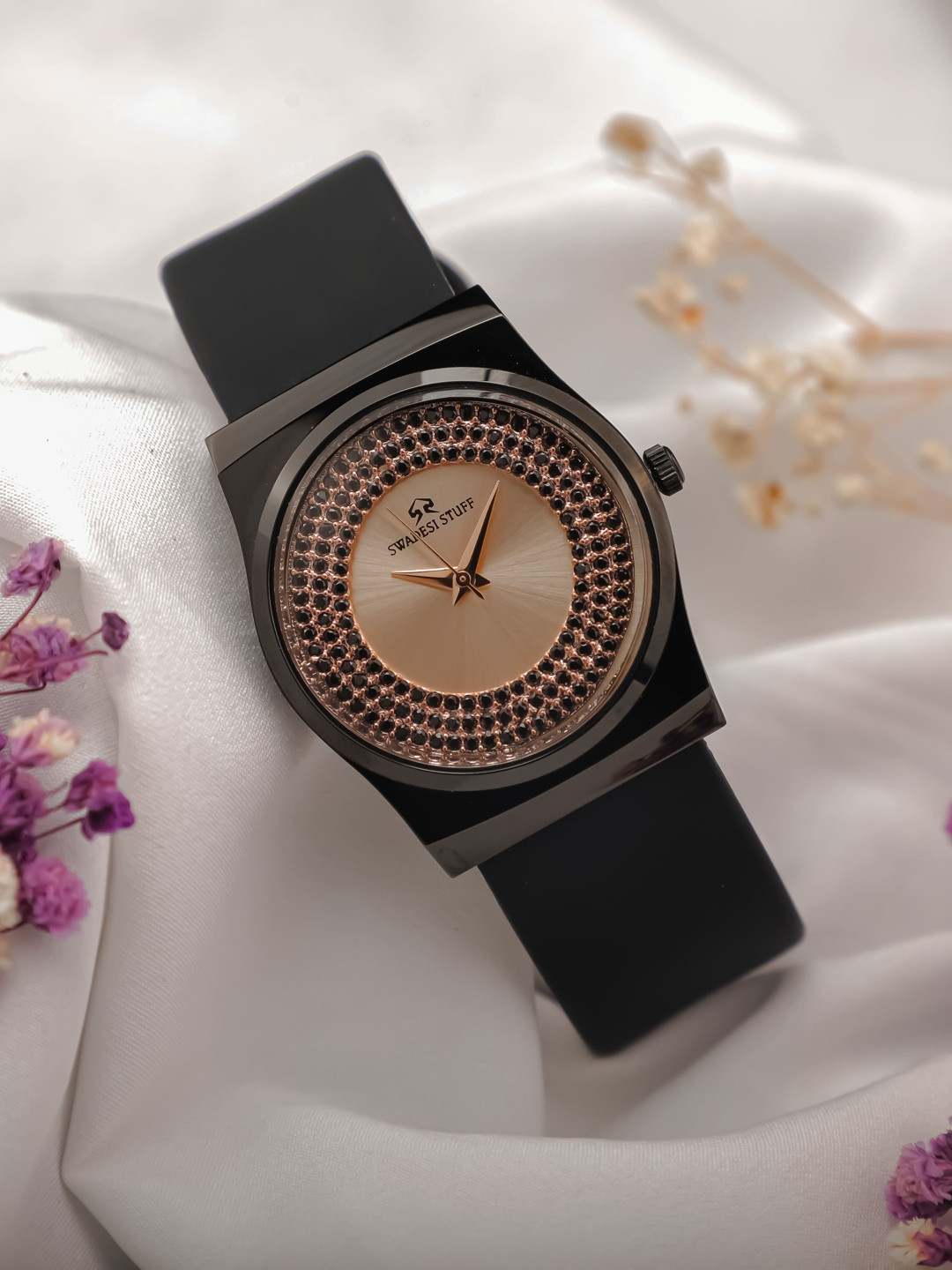 SWADESI STUFF Women Embellished Wrap Around Straps Analogue Watch SF0529 BLACK