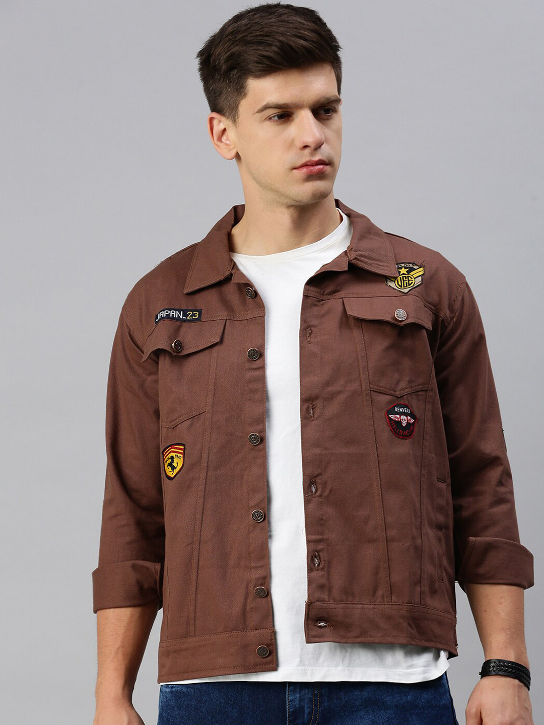 VOXATI Denim Jacket with Patchwork