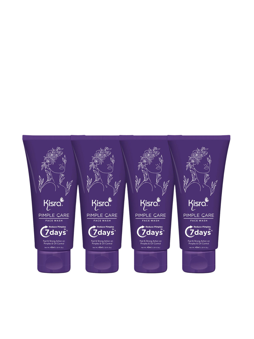 KISRA Set of 4 Pimple Care Face Wash with Tea Tree & Neem - 40 ml Each