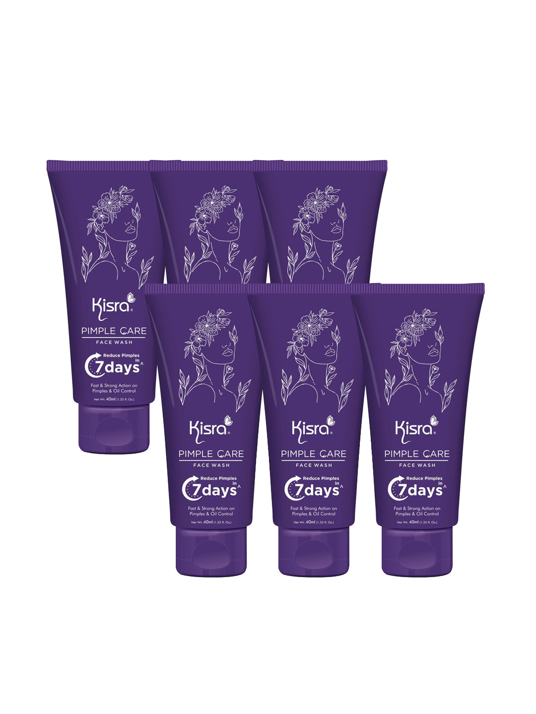 KISRA Set of 6 Pimple Care Face Wash with Tea Tree & Neem - 40 ml Each