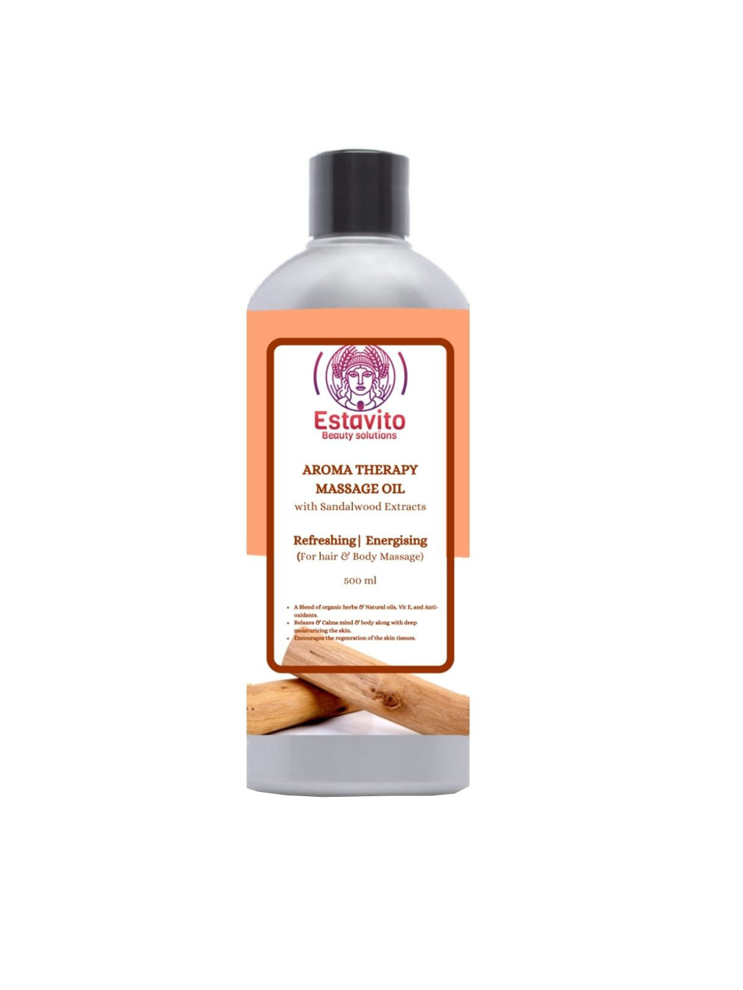 Estavito Aroma Therapy Sandalwood Massage Oil for Hair & Body - 500 ml
