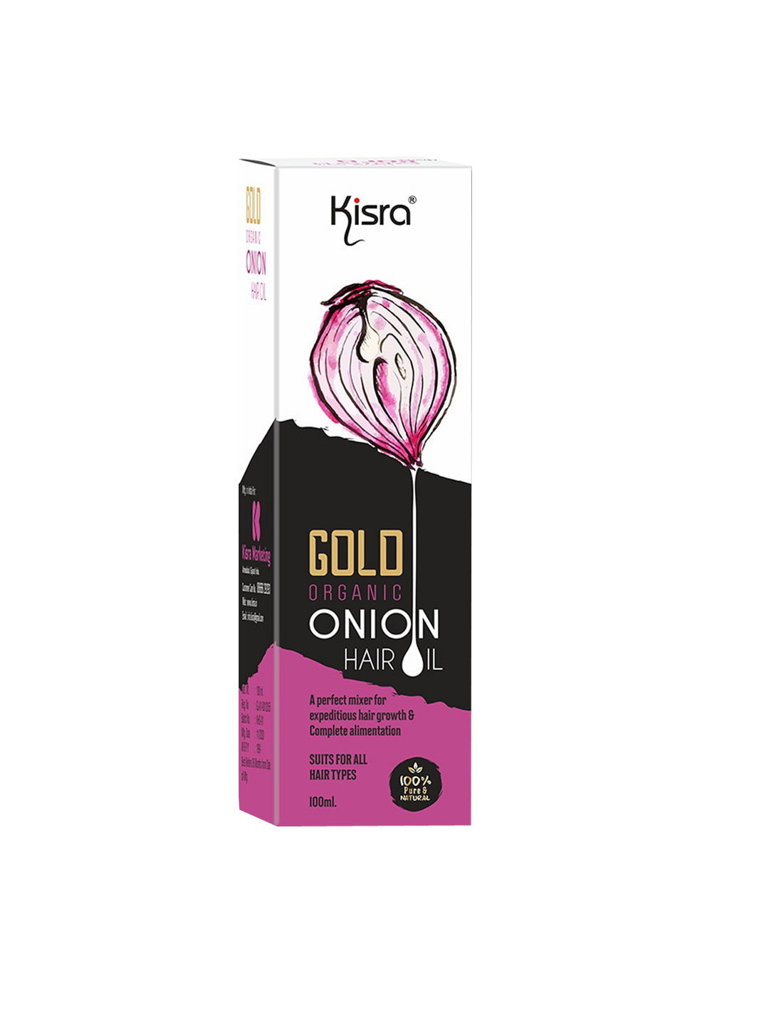 KISRA Gold Organic Onion Hair Oil for Hair Growth & Hairfall Control - 100ml