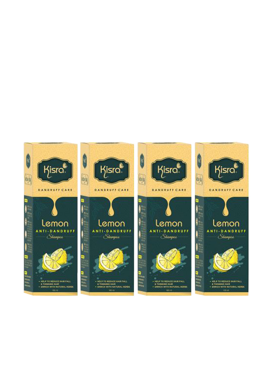 KISRA Set Of 4 Lemon Anti-Dandruff Shampoo With Neem - 100ml Each